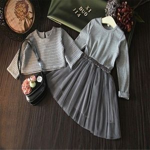 Toddler Set Long Sleeve Gray Knit Dress